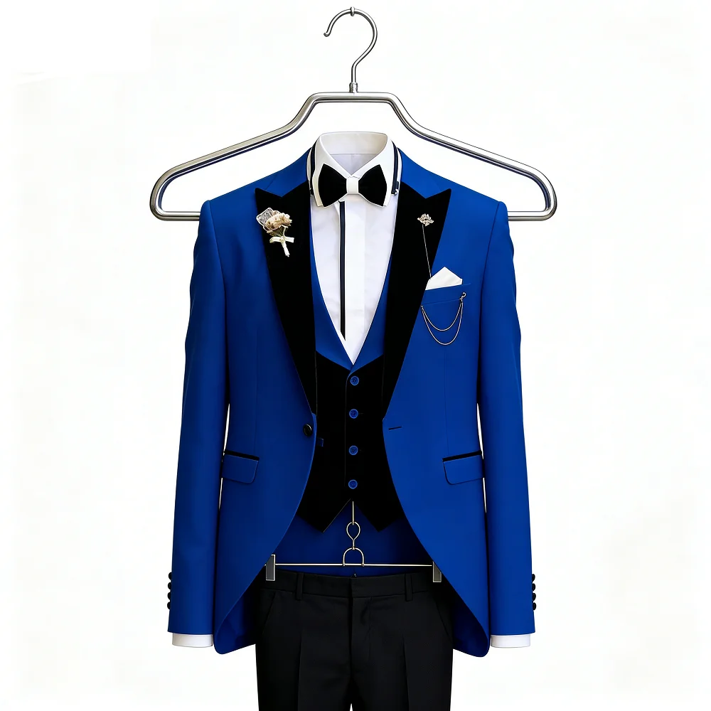 

3 Piece Men's Casual Business Tuxedo Slim Fit Groomsmen Best Man Smoking Wedding Dance plus Size Suit Set