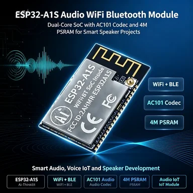 ESP32-A1S WiFi+BT Audio Development Board, 240MHz Dual-Core, 8M PSRAM, I2S