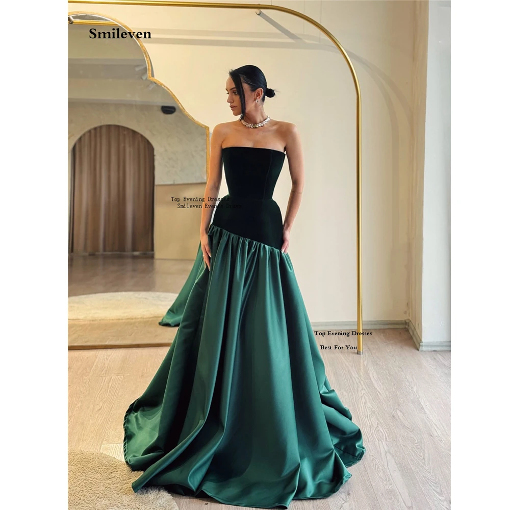 

Smileven Green Strapless Wedding Dress Hit Fabric Bride Dresses Party Gowns Customizable Vestido De Novia Wedding Gowns