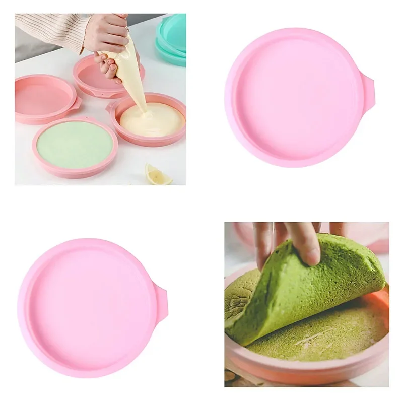 

Cake Pan Round Cake Layer Set Non-stick Flexible Silicone Bakeware Mold for Layered Rainbow Cake Mousse Dessert Baking Tools