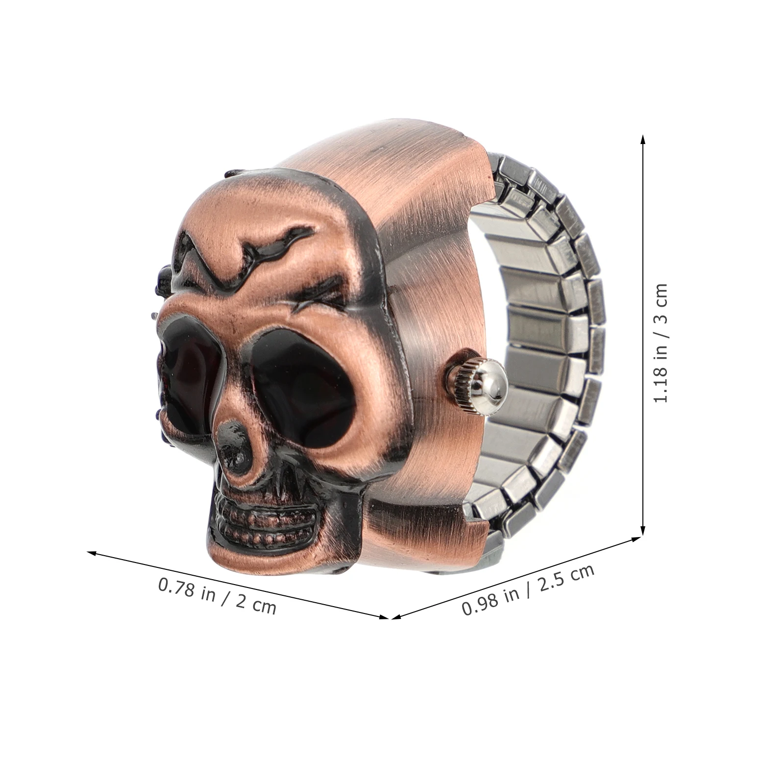 

2Pcs Chic Skull Flip-Open Ring Watch Vintage Finger Watch Adjustable Strap Mini Clamshell Finger Watches Fashion Accessories