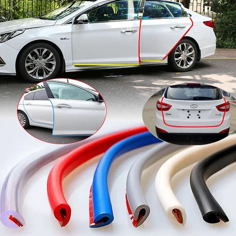 1pcs 5M U-Shaped Clips Invisible Car Sealing Strips PVC Anti-Collision Strip Vehicle Body Protection Transparent Edge Car'S Door