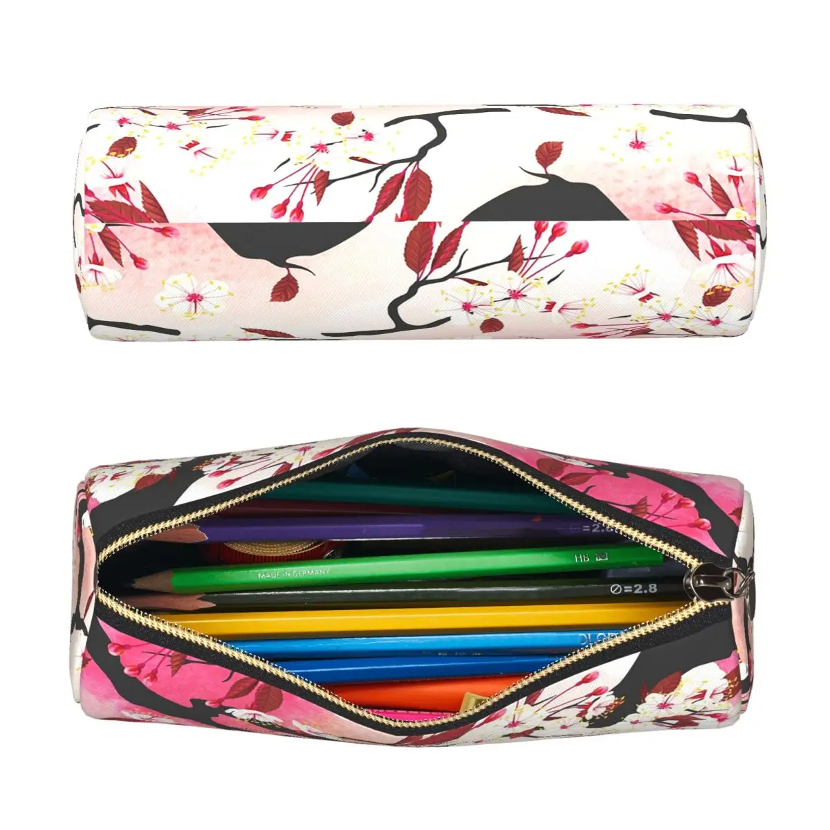 Blooming Sakura Branch Cherry Blossom Japanese Flower Pencil Case for Boy Girl School Cylinder Pen Box Pencil Bag Pencil Pouch