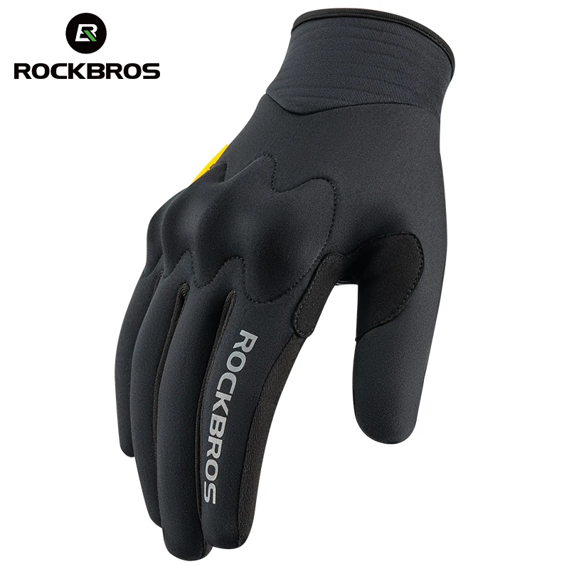 ROCKBROS Rękawiczki zimowe Ekran dotykowy Wiatroszczelne Rękawiczki rowerowe Rękawiczki rowerowe z pełnym palcem Antypoślizgowe ciepłe sportowe rękawiczki motocyklowe turystyczne
