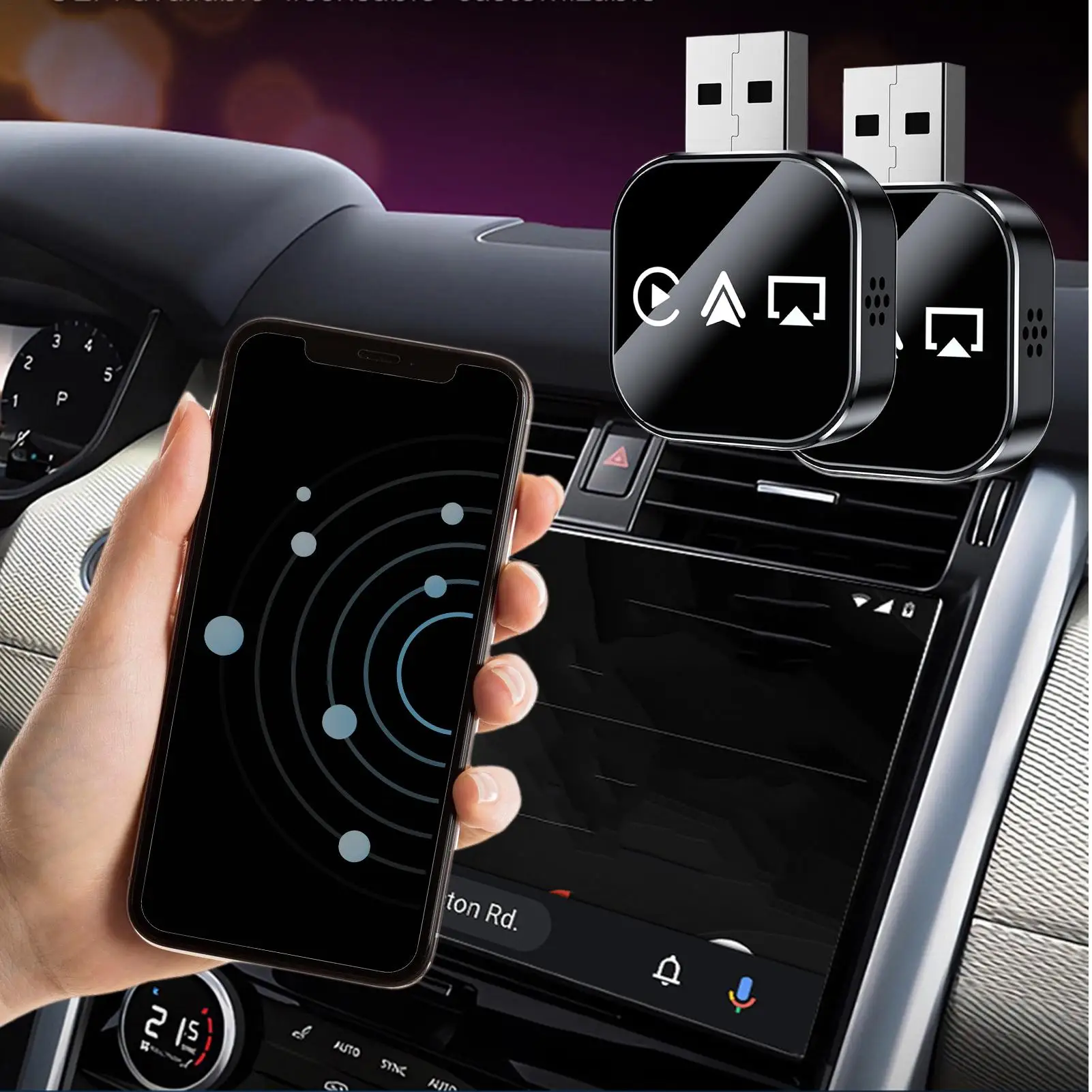 Wireless Car Adapter Fast Auto-Connect Converter Wireless Device To Play Video On Car Screen For Daily Commuting Long Distance