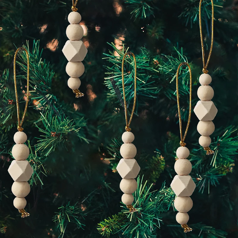 3pcs albero di natale ornamenti appesi perline di legno ciondoli stringa decorazioni natalizie festa capodanno decorazioni per la casa regali di