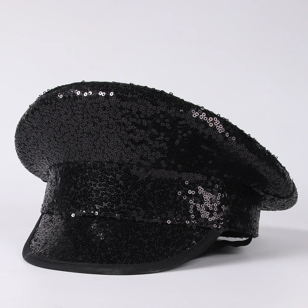 Women Men Sequin Military Hat DIY Sergeant Bridal Hat Hen Do Hat Festival Captain Birthday Sailor Part Hat 9 Color