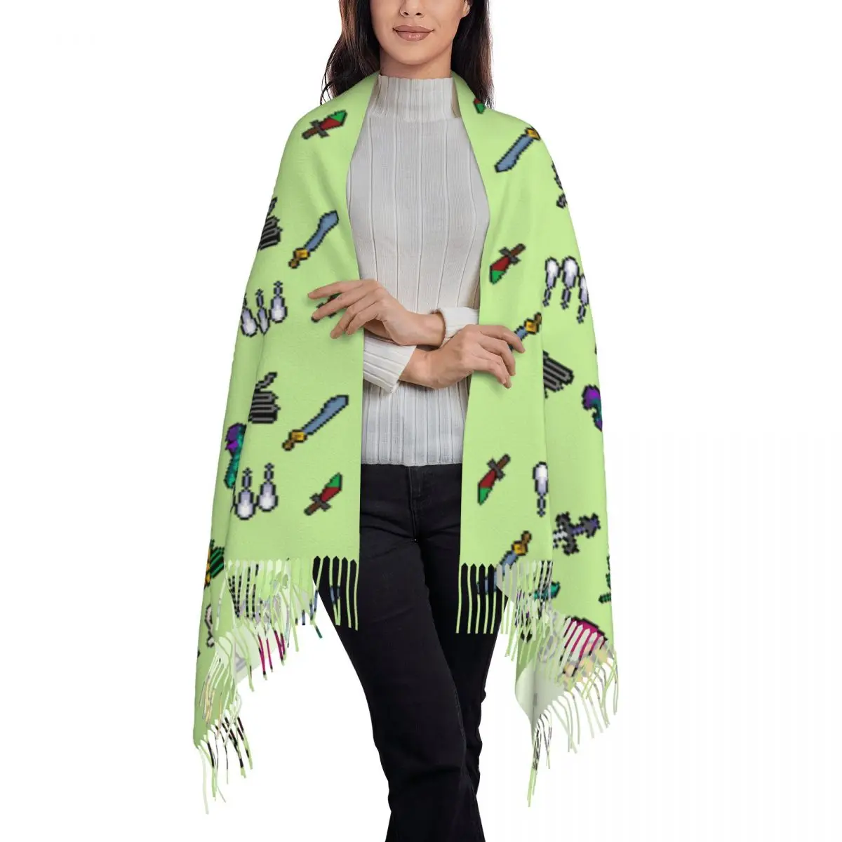 Old School Runescape Player Killing Bundle Scarf Tassel Scarves for Women Soft Warm Shawls and Wraps Long Fall Winter Shawl Wrap