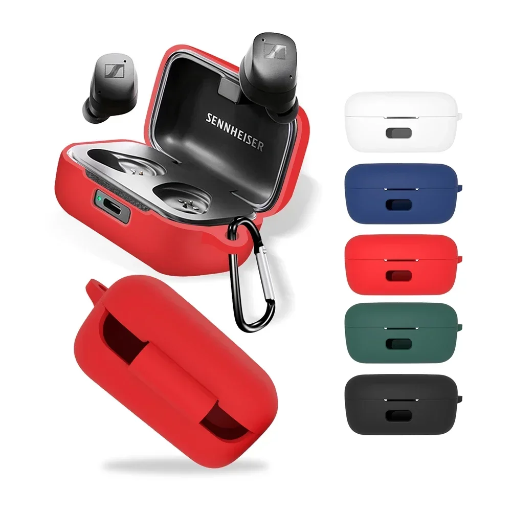 مناسبة لـ Sennheiser MOMENTUM True Wireless 3/4 حقيبة شحن سماعة الأذن غطاء حماية من السيليكون قابل للغسل وغير قابلة للانزلاق