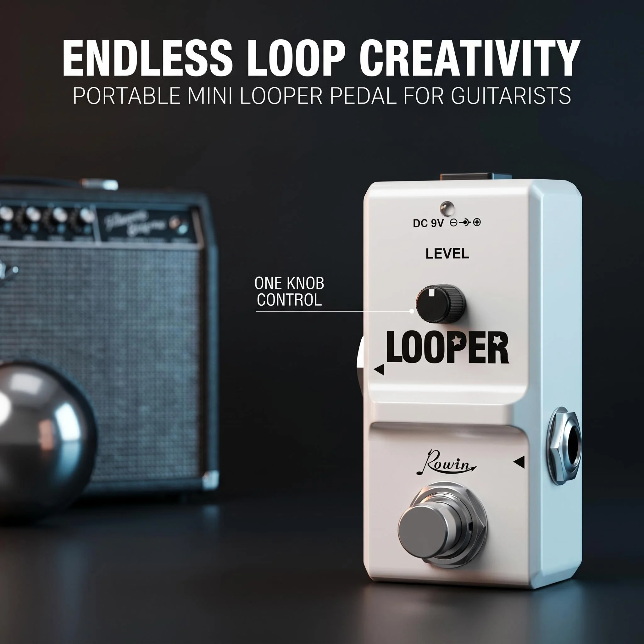 Rowin LN-332 Nano Looper Guitar Pedal Electric Guitar Loop Effects Pedal Box 10 Mins of Recording for Guitar Bass Mini Size