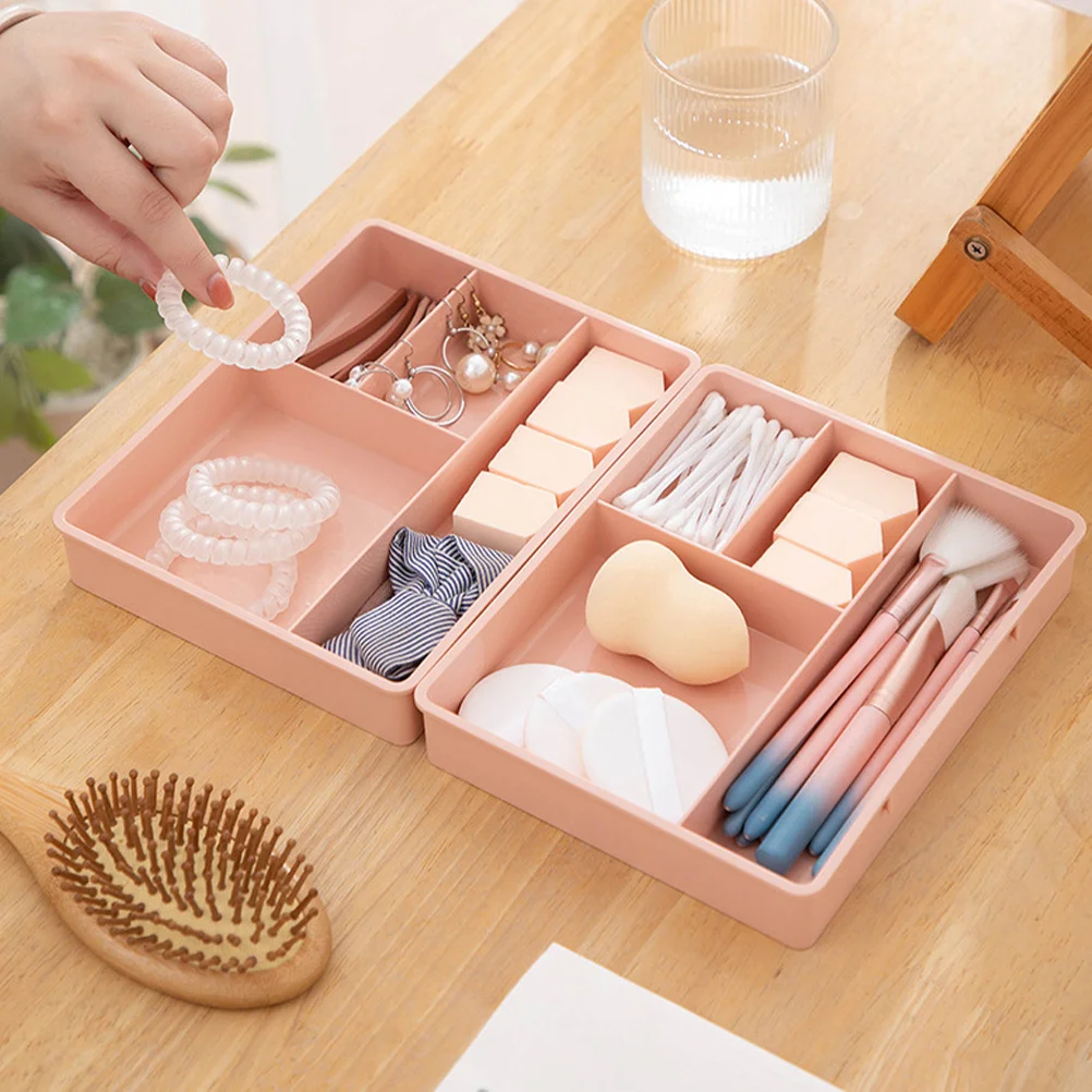 

4pcs Desktop Storage Box With Compartment Design Plastic Organizer For Desk Drawer Office Bathroom Bedroom Utensil