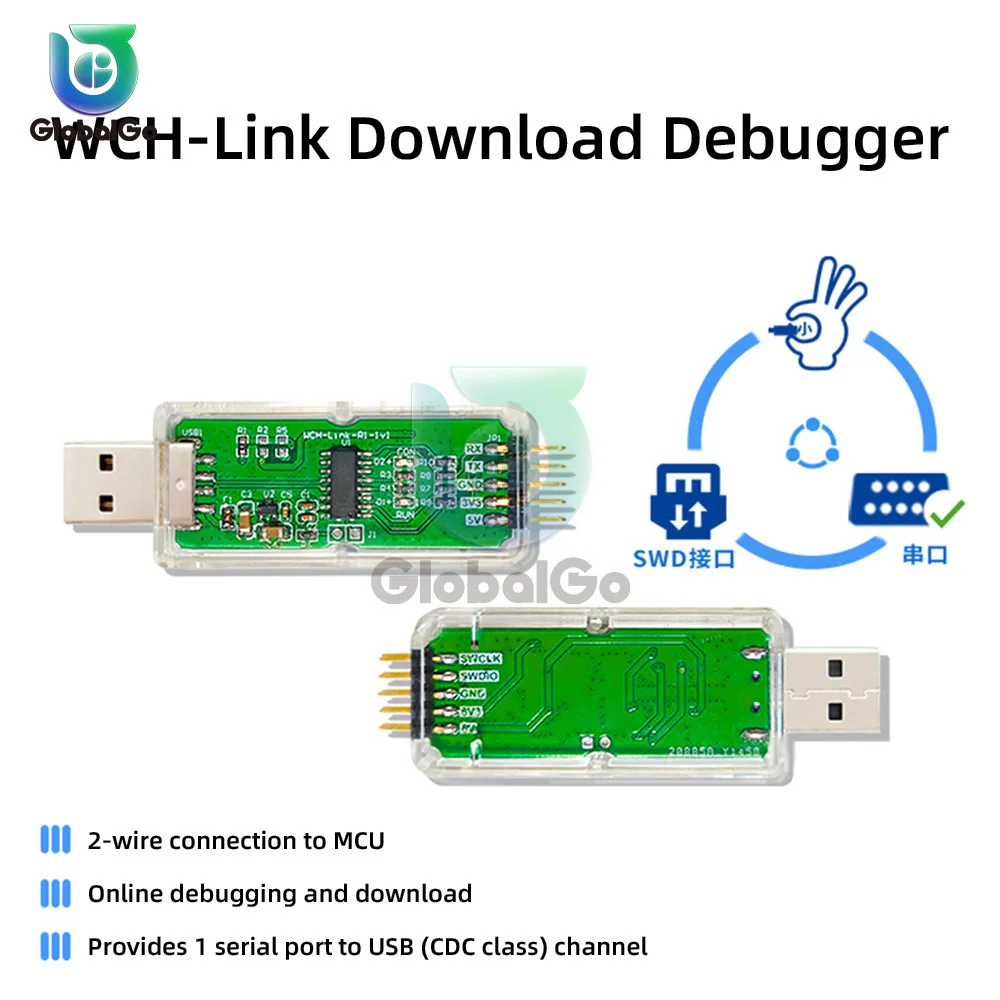 WCH link Download Debugger RISC-V Framework MCU Oonline Debugging SWD Interface Chip Programming With LED indicator light 3V/5V