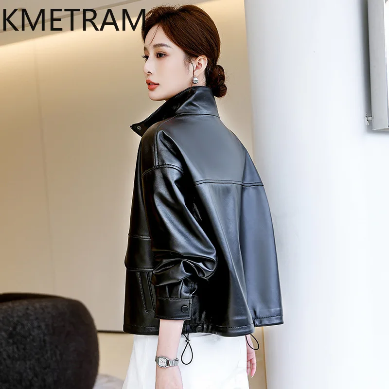 100% 진짜 양피 자켓 여성 고품질 짧은 검은 정품 가죽 자켓 여성 가을 ​​숙녀 의류 2025 Chaquetas