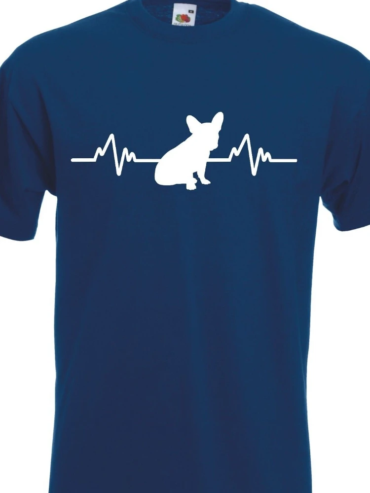 Heartbeat French Bulldog T-Shirt Unisex Mens New All Sizes Colours Gift Short Sleeve Brand Fashion Style Tops