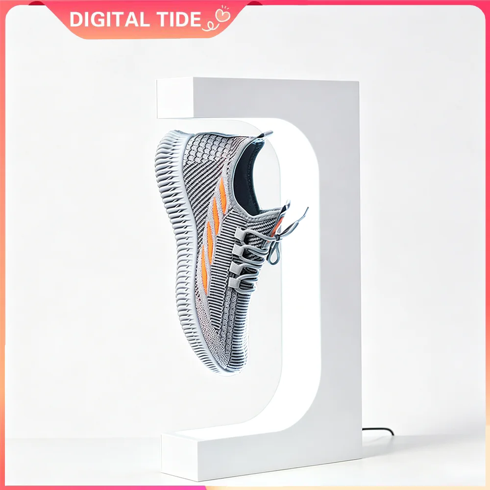 Display Stand Swivel Sneaker Stand LED Light Rotation Advertising Store Collection Display Magnetic Levitation Floating Shoe