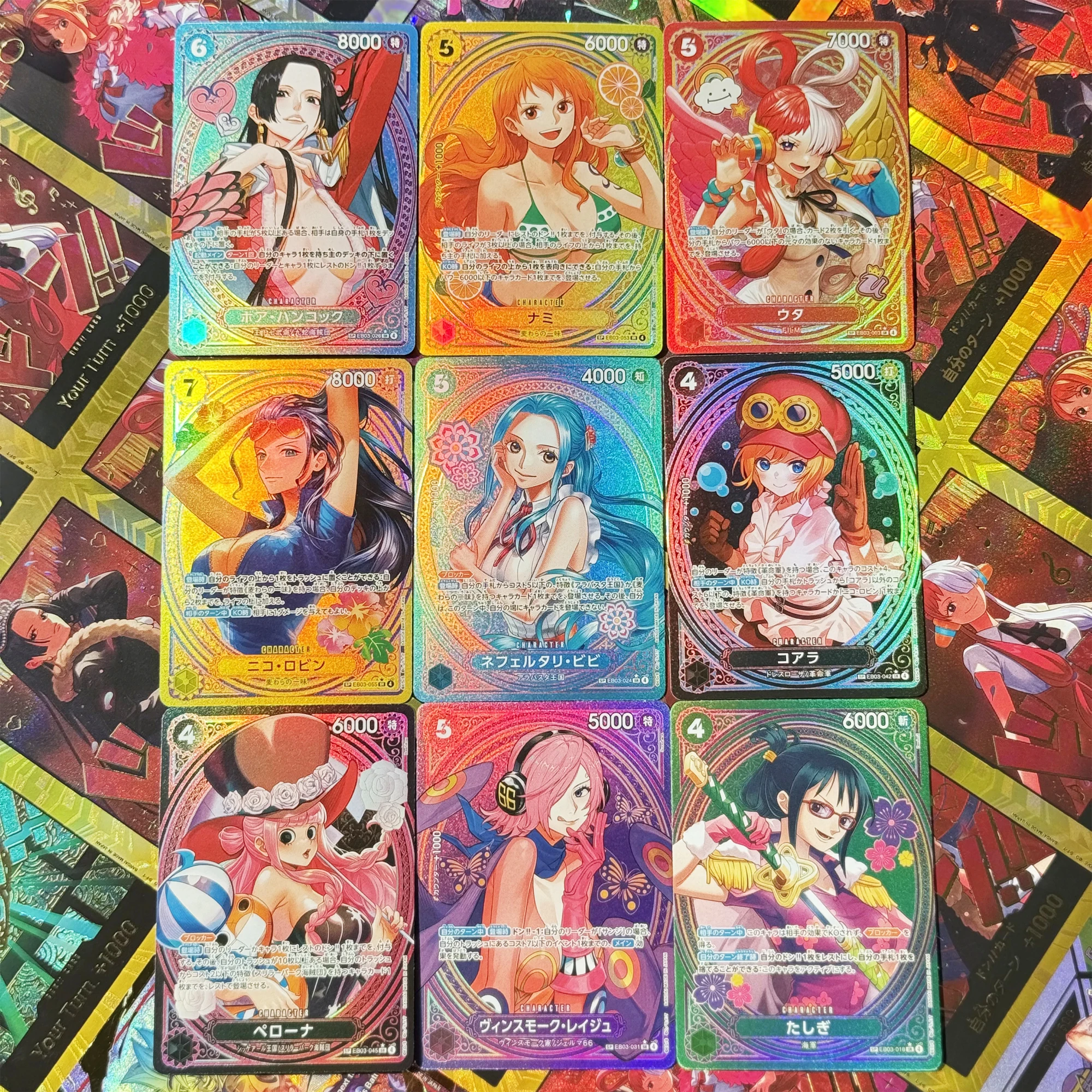 EB03 One Piece 18 PCS Heroines Edition Rare Card Uta Hancock Nami Robin Perona Foil holographic Textured Proxy OTCG Cards Game