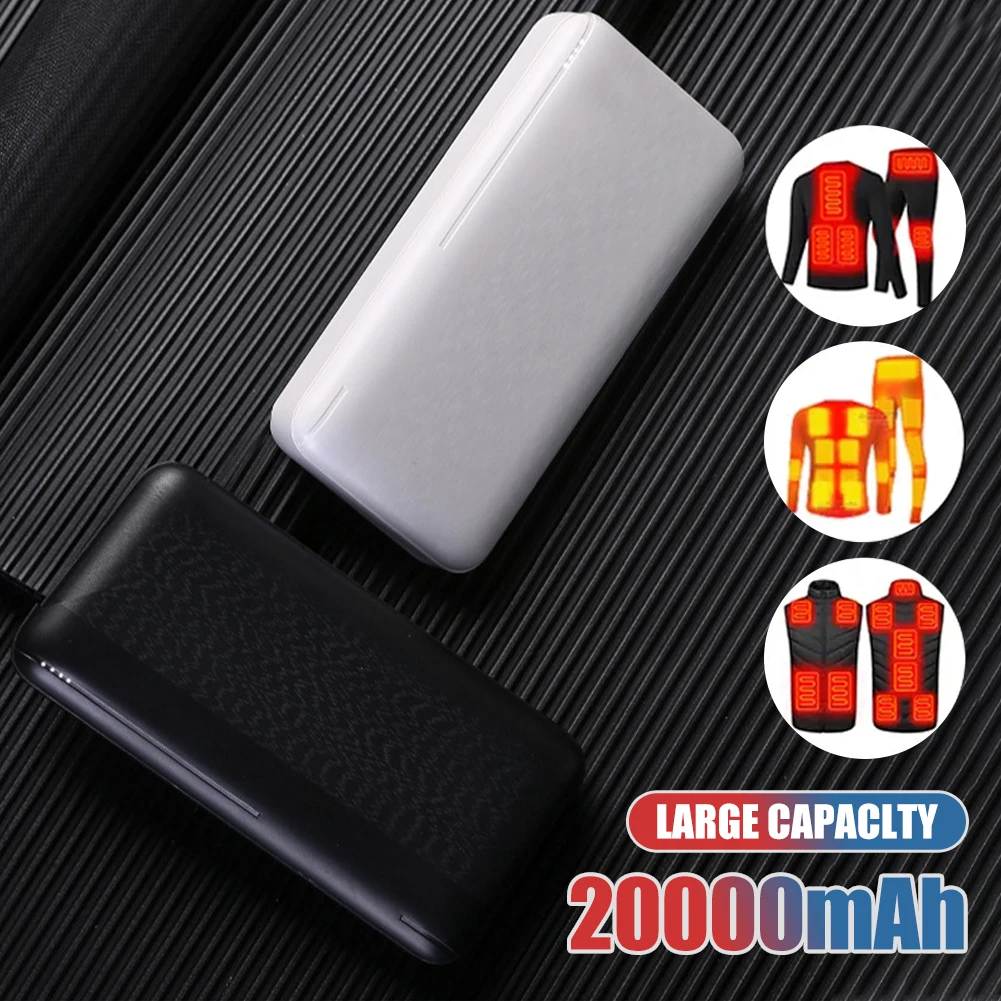 10000/20000mAh Power Bank 5V/2A Micro/Type-C Out Portable Fast Charger External Battery Pack for Heating Vest Jacket