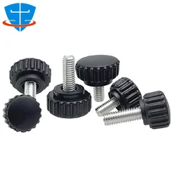 M3 M4 M5 M6 M8 304 Stainless Steel Knurled Round Head Handle Screw Rubber Thumb Screw Knob Plastic Bakelite Hand Tighten Bolt