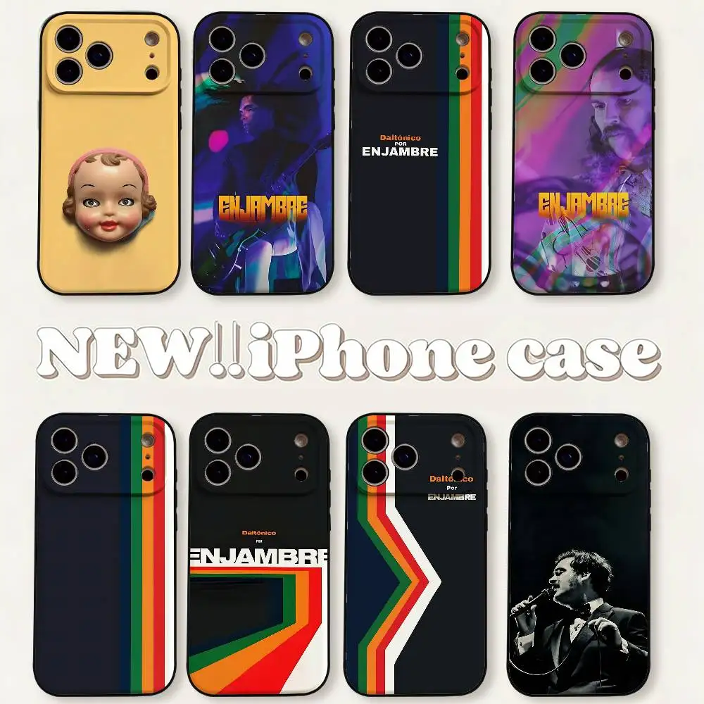 Funda de Silicona Negra ENJAMBRE Daltonico para iPhone 17, 16, 15, 14, 13 Pro Max, 11, 12 Mini, X, Xs, XR