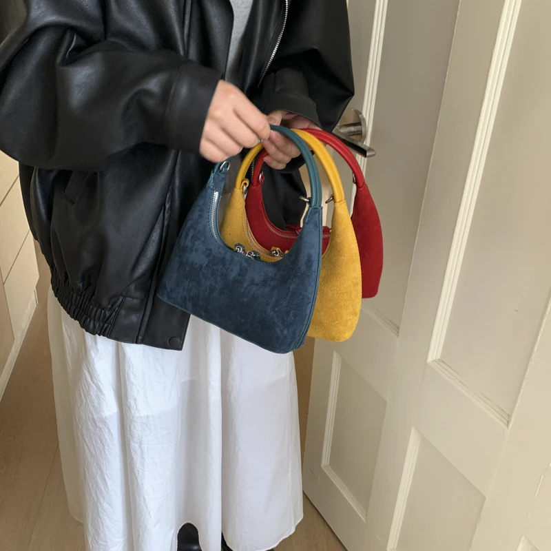 2025 الخريف الشتاء أحدث صيحات الموضة حقائب بيد للنساء لون نقي صغير الكتف حقيبة كروسبودي متعدد الألوان حقائب يد فاخرة #6