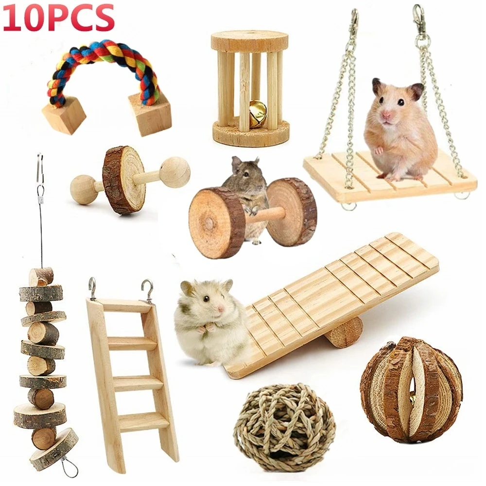 

Hamster Chew Toys Set Natural Wooden Small Animal Teeth Grinding Toys for Hamster Guinea Pig Chinchilla Gerbil