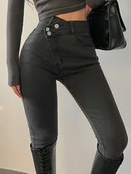 Women's 2024 New High Waist Slim Elastic Pencil Pants Irregular Sexy Trousers Spring Autumn
