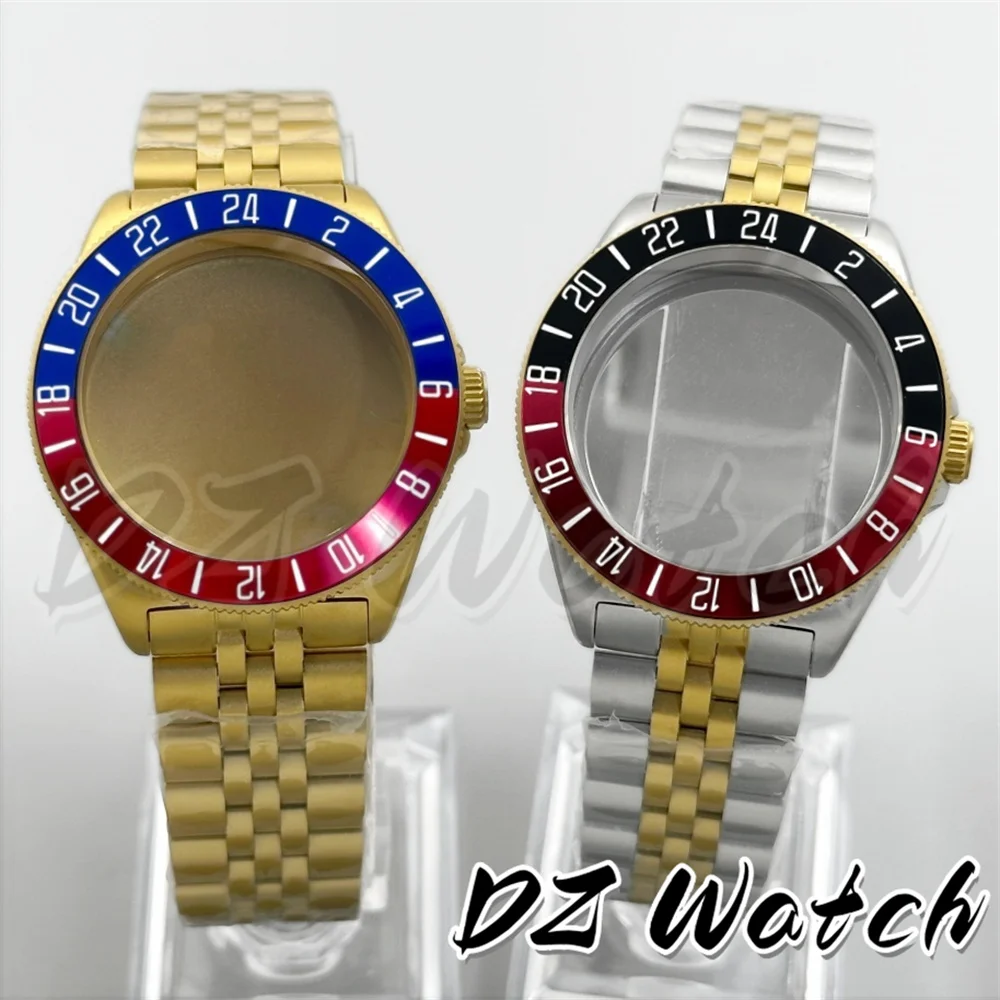 40mm Full Gold Two-Tone Tactical Frog Diving Watch Case Aluminum/Ceramic Bezel Sapphire Glass Suitable For NH35 NH36 Movement