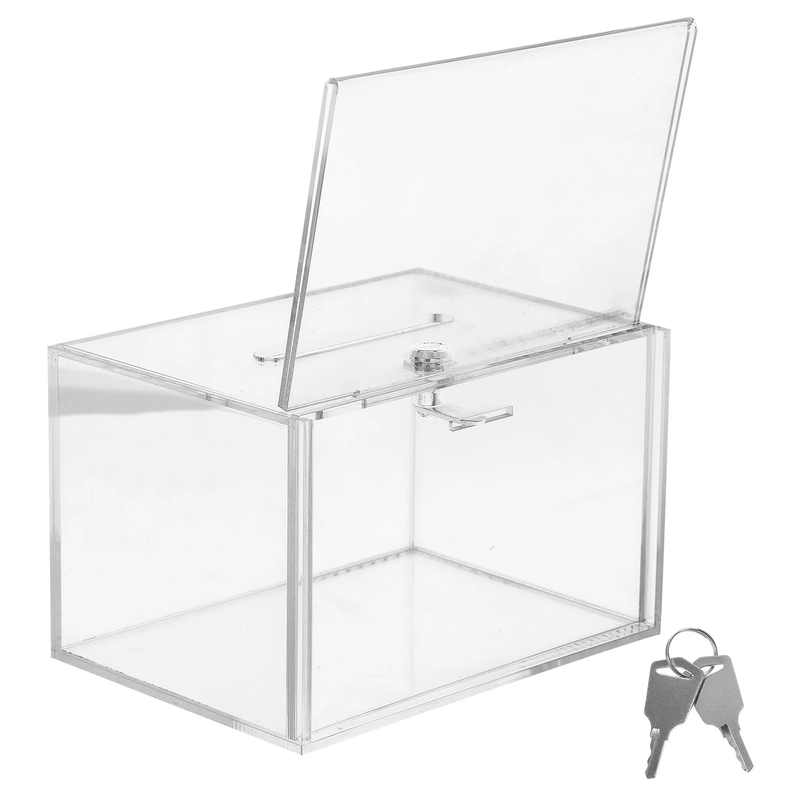 Boîte à dons robuste en acrylique transparent avec serrure, boîte multifonctionnelle pour suggestions, bulletins de vote et commentaires, pour collectes de fonds caritatives et événements publics