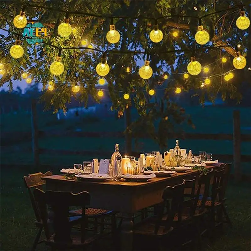 

AEE4-Solar String Lights Outdoor 50 LED Waterproof Crystal Globe Lights For Garden Yard Wedding Party Decor