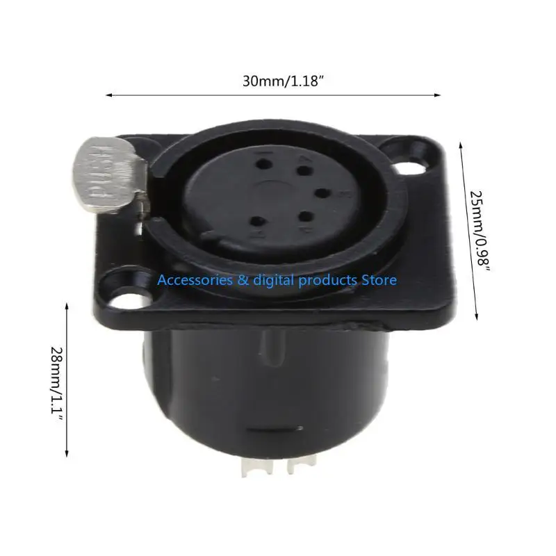 77JD 5 Pin Professional Speaker Plugs Female Base XLR Female Plugs Panel Mounted Connector 5-core Gold-plated XLR Connector - view 6