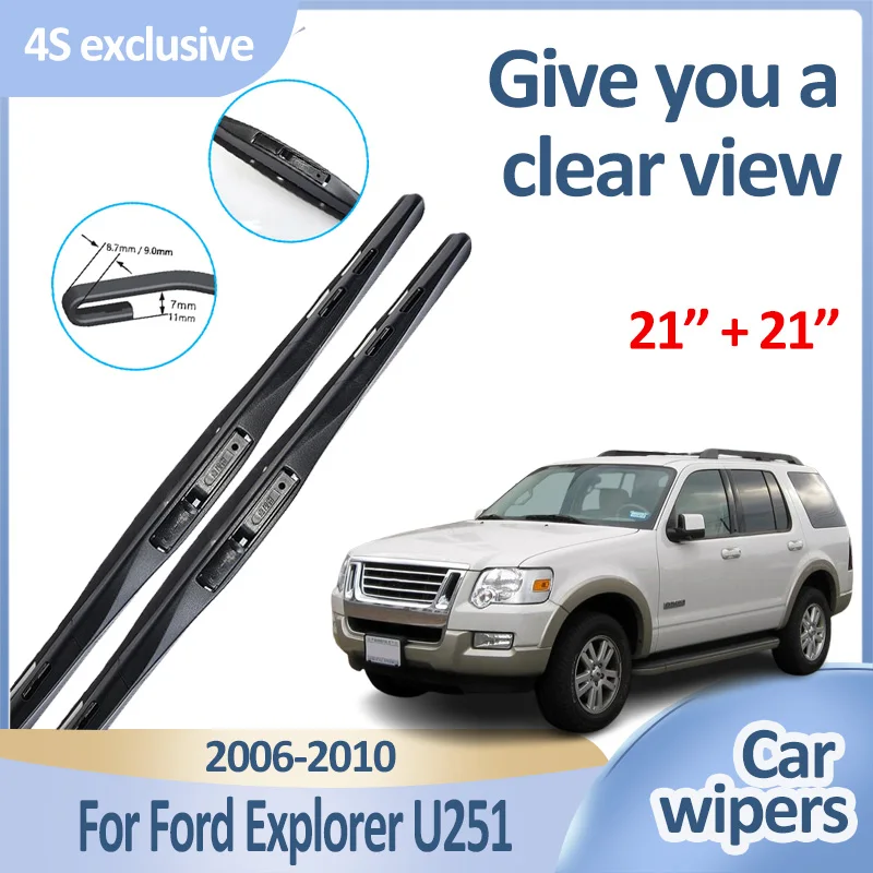 

Car Front Wiper Blades For Ford Explorer U251 Parts 2006 2007-2010 Durable Noise Reduction Windscreen Wipers Accessories Tools