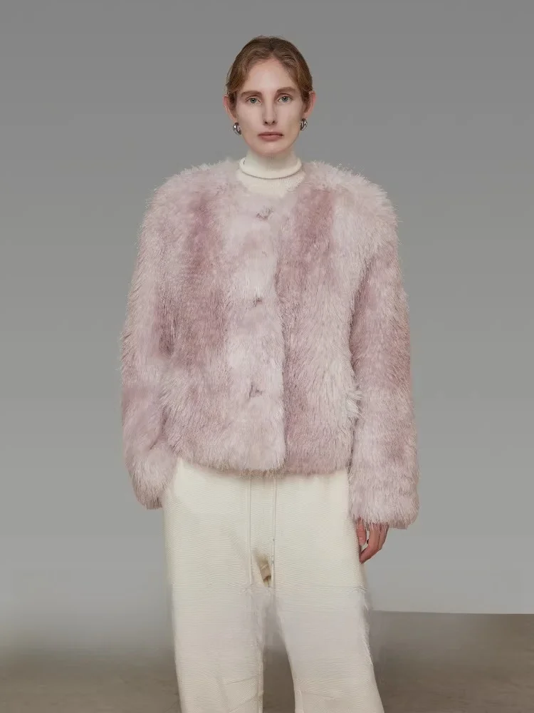 

Eco-Friendly ort Plu Jaet Women's Winter New Loose Design Sensation Fur Leather Youth Daily Wear Straight Hemline