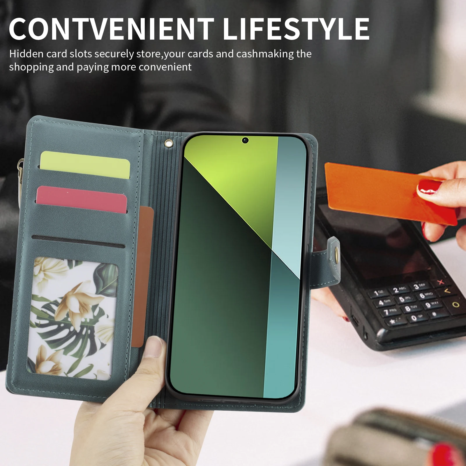 Brieftaschen-Handyhülle für Redmi Note15/14Pro/13/12/11/10/9/8Pro Multi-Kartenfach Flip-Cover Kunstleder Schutzhülle – Detail 9