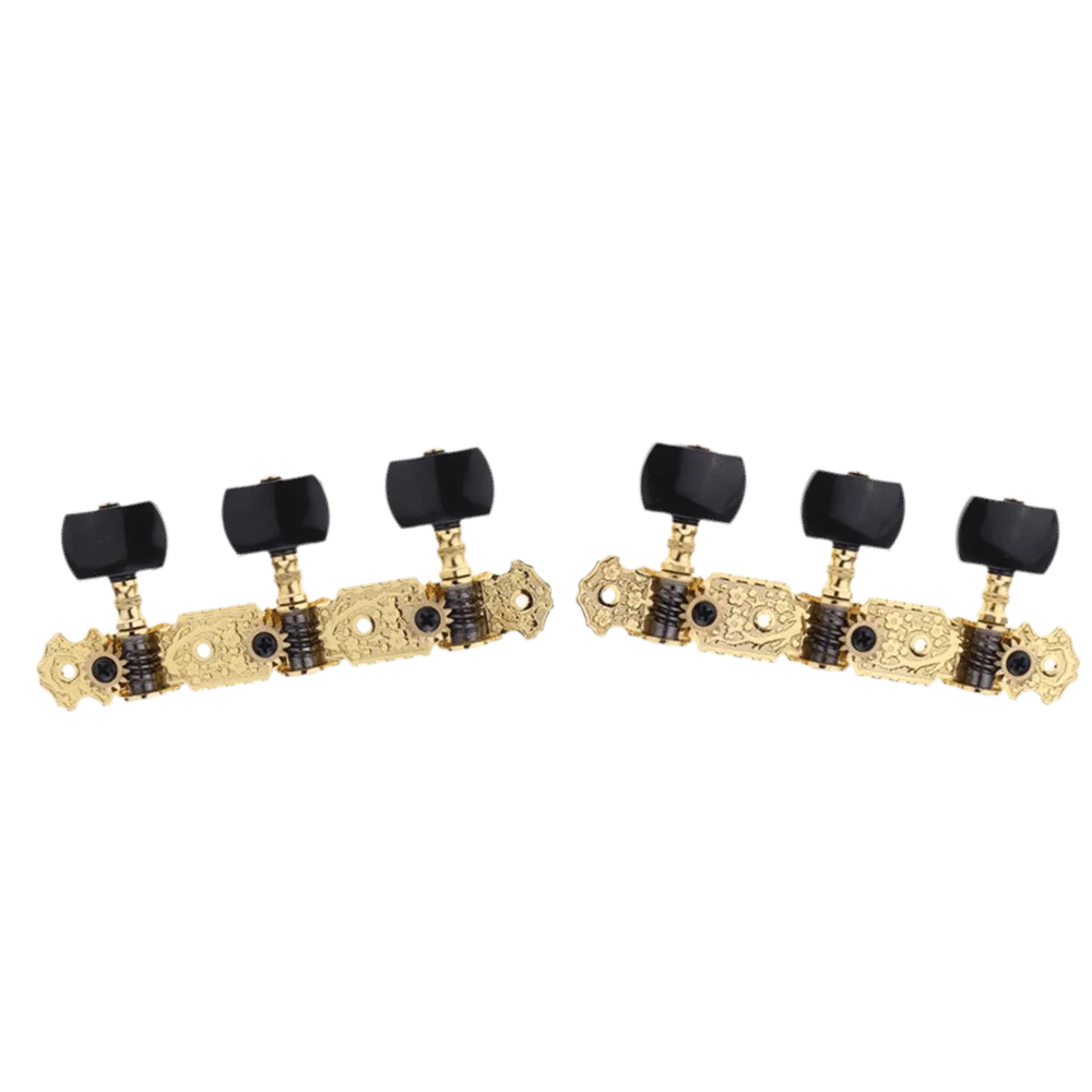 ​3L+3R Set​ Classical Guitar Tuning Pegs​ ​Gold & Black Color​ ​Flower Printed​ ​Machine Head​ Good ​Decorative Tuning Pegs
