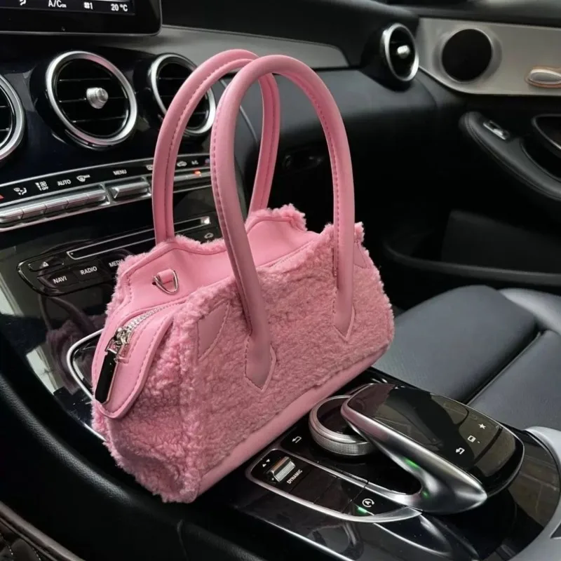 

JIAERDI милая плюшевая сумка, женская сумка на плечо из искусственной овчины, женская сумка на плечо, новинка 2025, осенне-зимняя модная шикарная сумка на плечо