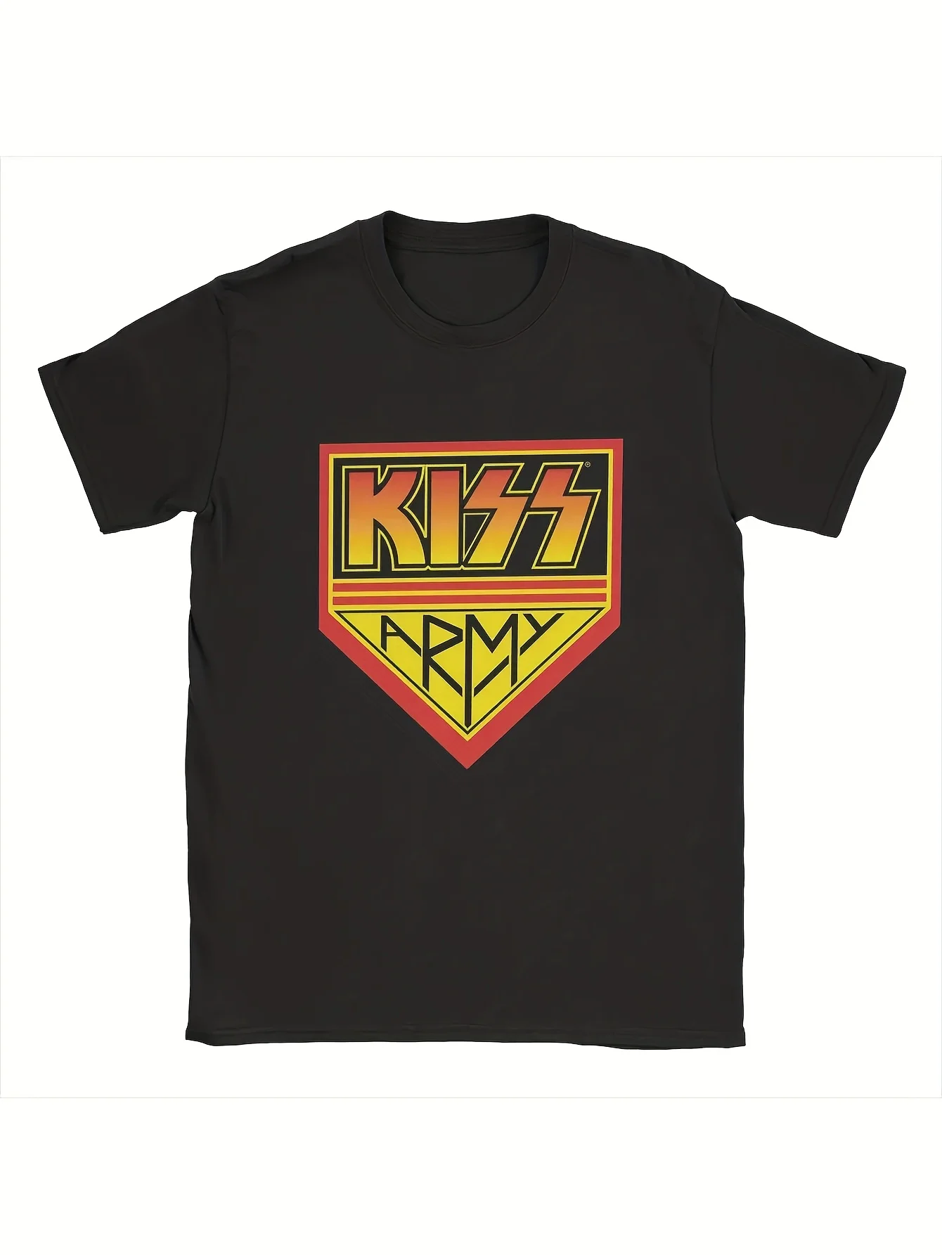 Мужские футболки с логотипом армии Kiss, повседневная хлопковая футболка с коротким рукавом, брендовые футболки в стиле рок, топы с круглым воротником, идея подарка, забавная