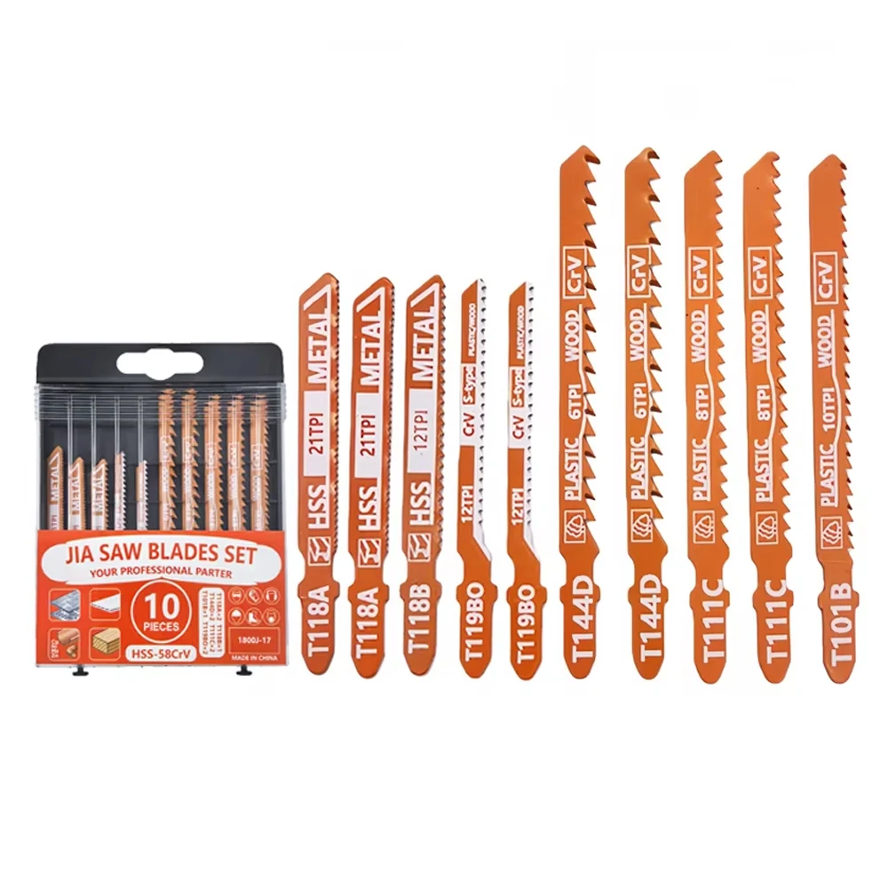10 قطعة T-عرقوب بانوراما شفرات مجموعة HSS متنوعة للخشب البلاستيك قطع المعادن سريع قطع شفرات المنشار المنحنية للمناشير الكهربائية #2