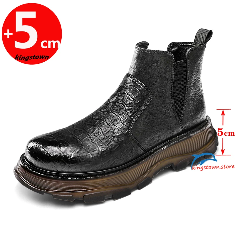 

Men Ankle Boots Casual British Thick Sole 5cm High Top Fashion Sneakers Lift Shoes