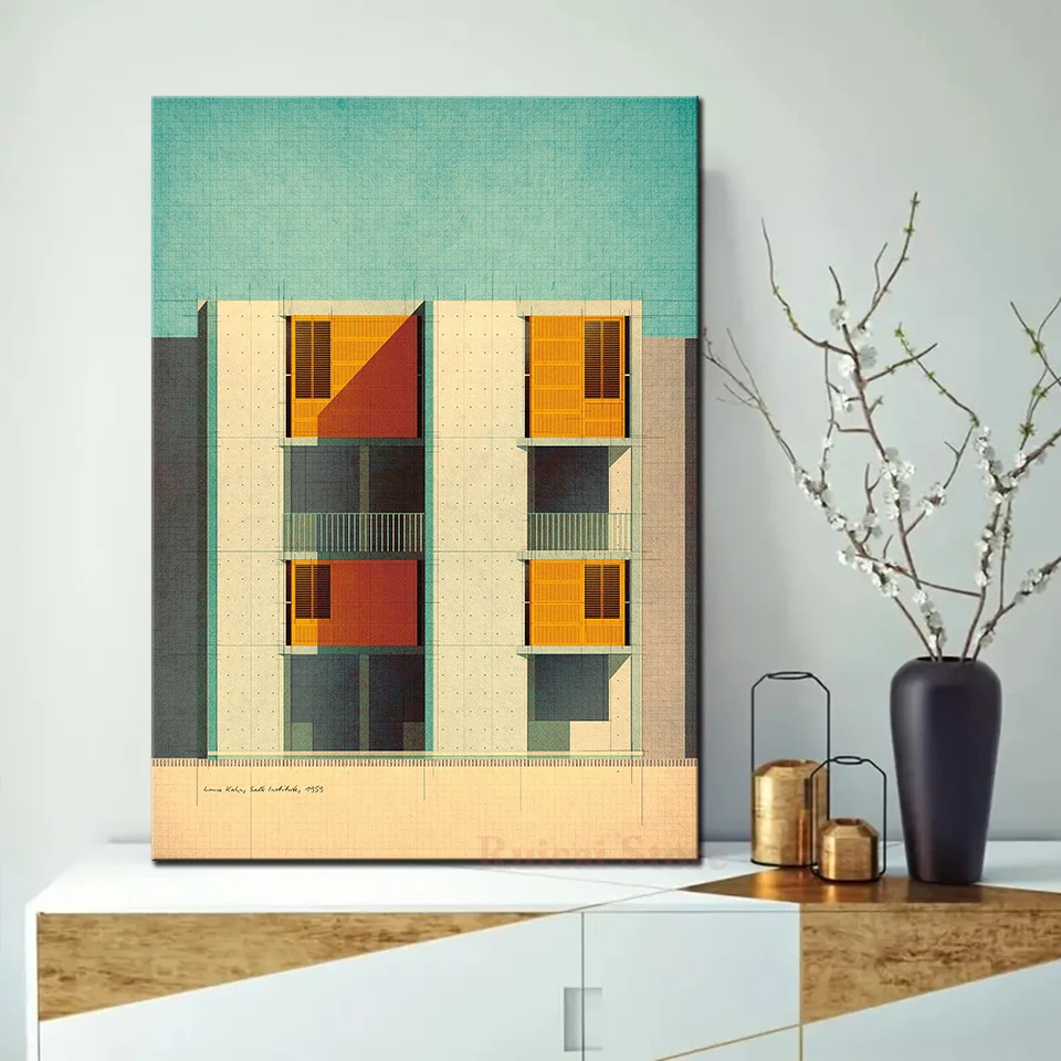 Louis Kahn, Salk Institute Poster Canvas Art Room Wall Painting Home Decor