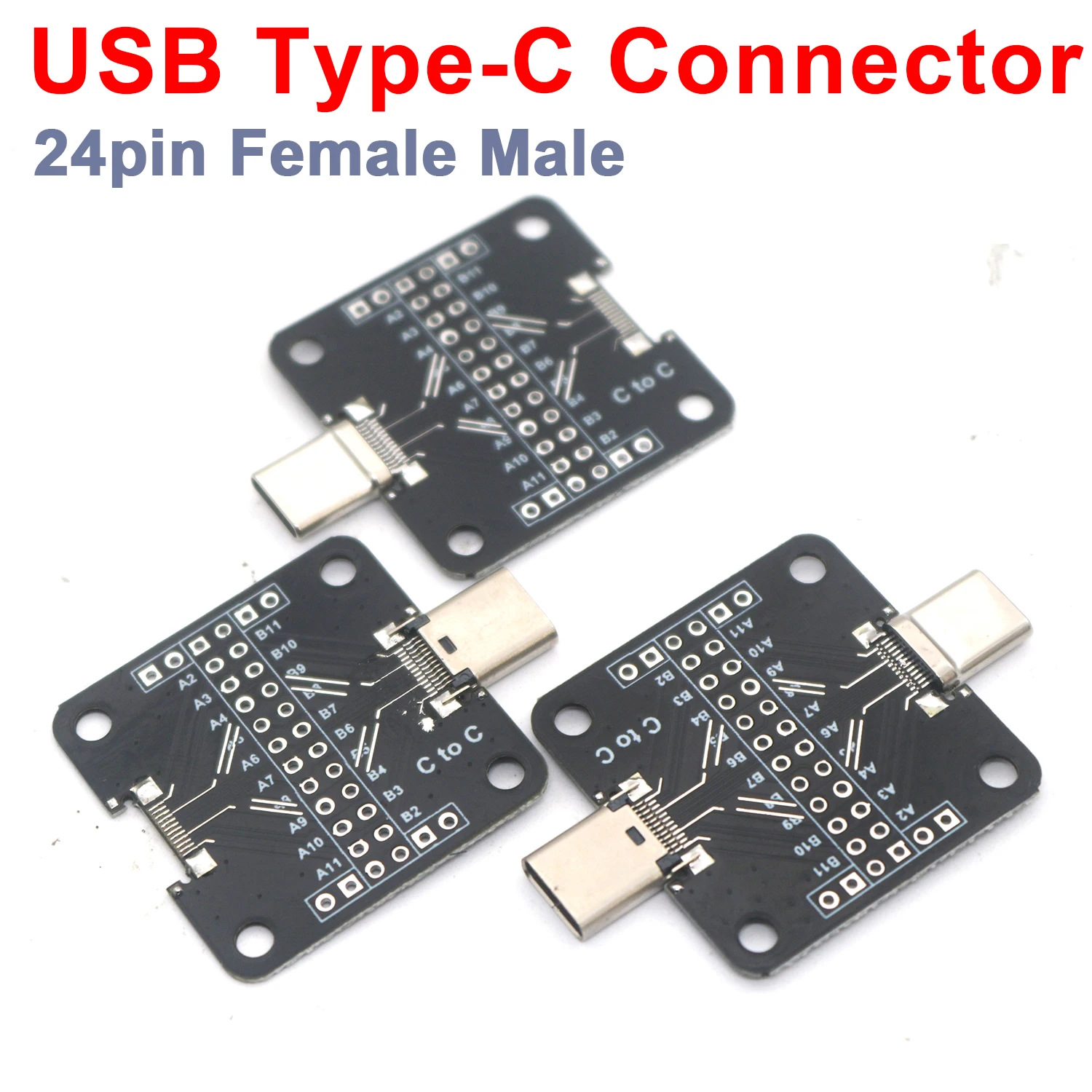 USB Type-C Connector USB3.1 Type-C Adapter Plate PCB Board 24pin Female Male Head Convertor 2.54MM Detection test stand board