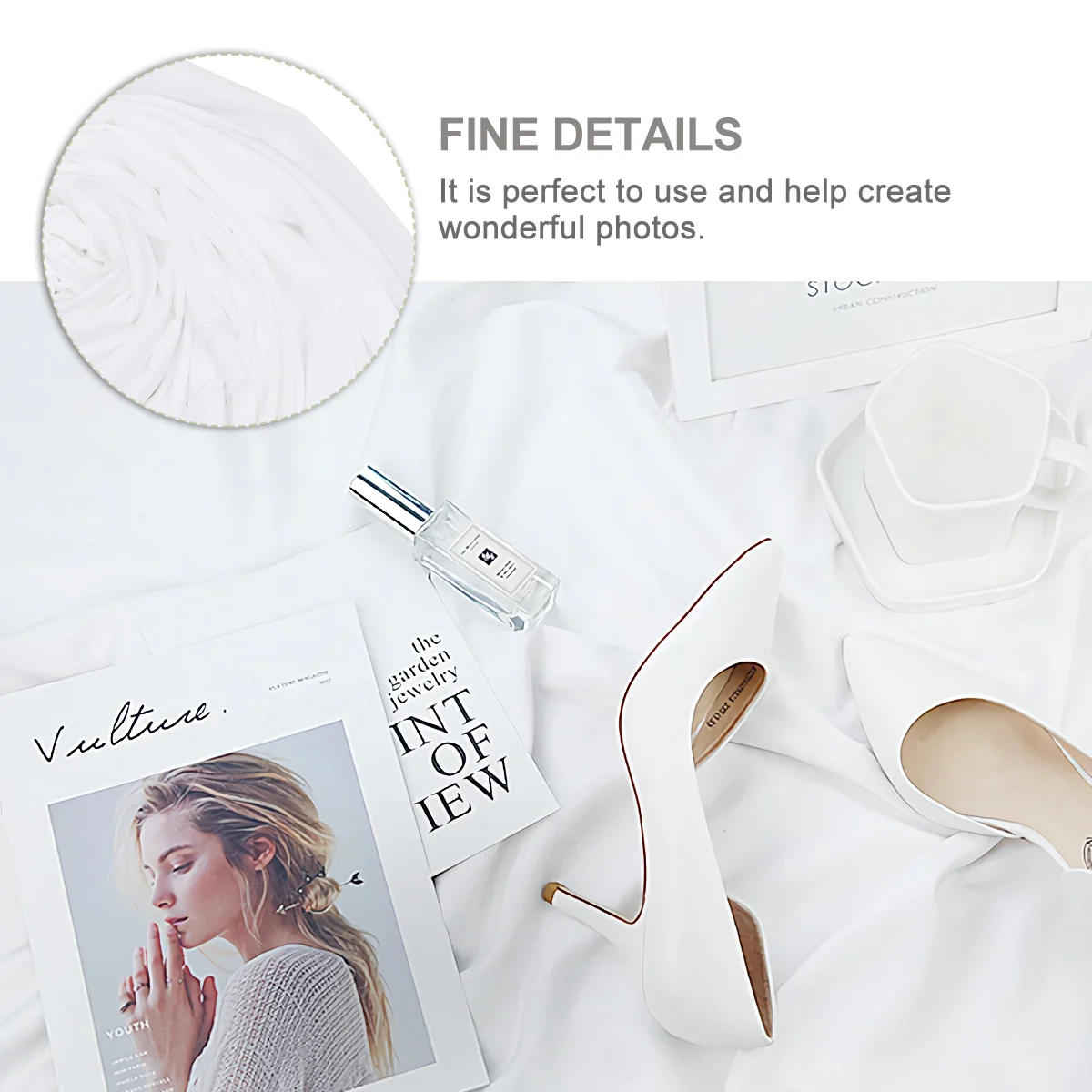 

1pc Pure Color Background Cloth Hooks White No Reflective Backdrop For Portrait Video Shoot Studio Use Photography