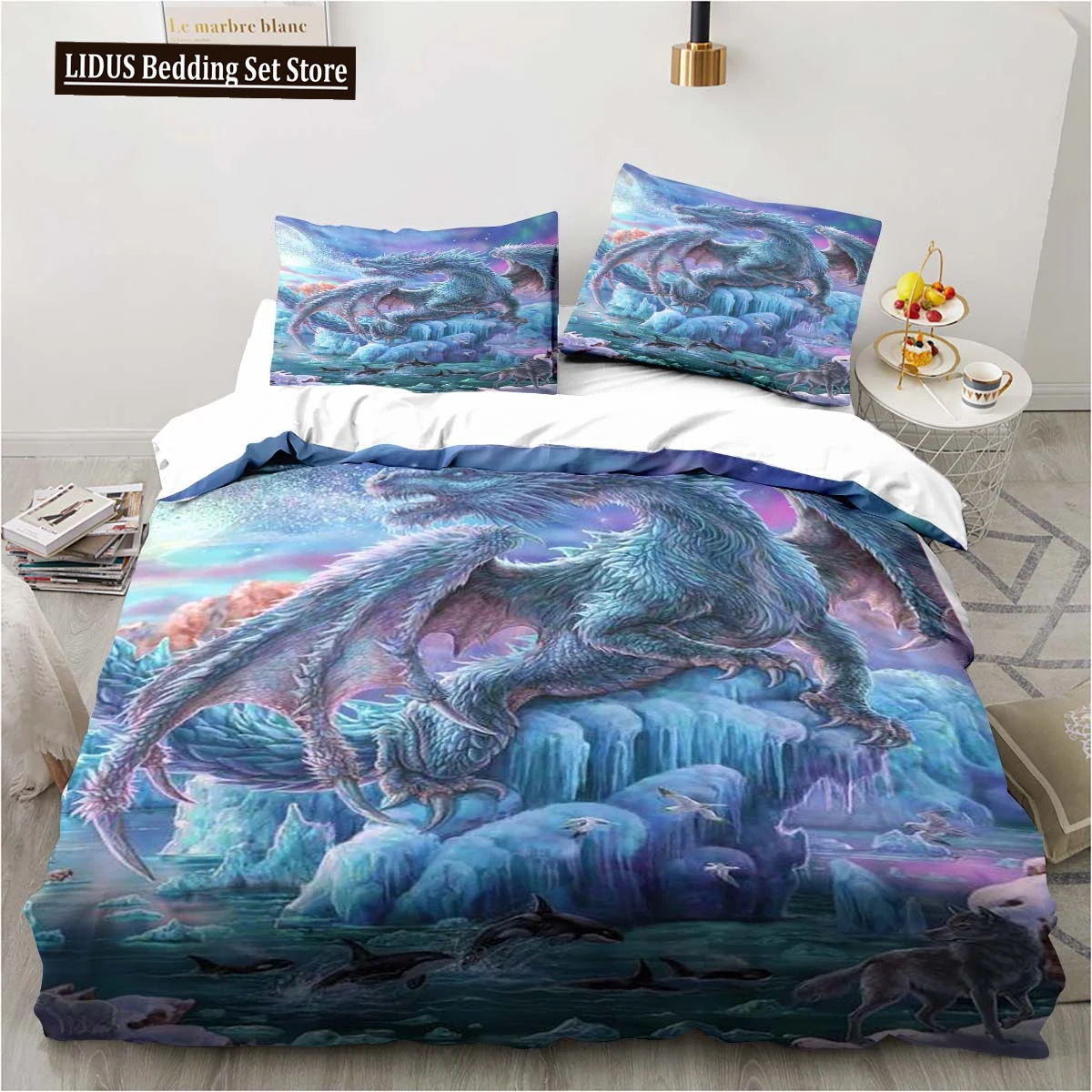 

Dragon Bedding Halloween Magic World Gift Twin Bedding Set 3 Piece Comforter Set Bed Duvet Cover Double King Cover