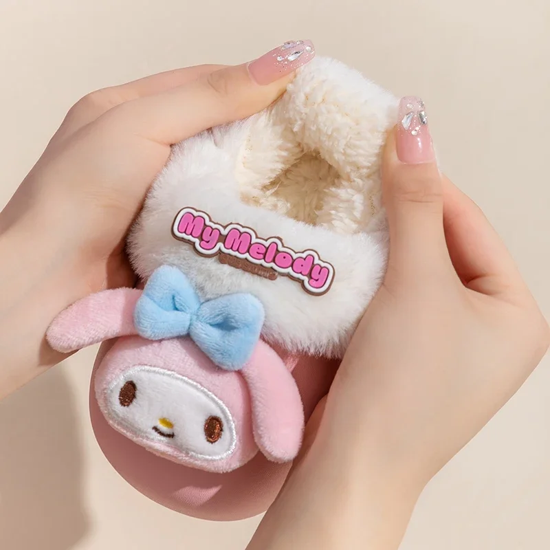 Sanrio Hello Kitty Home Fuzzy Slipper Cartoon Kuromi Cinnamoroll Yk2 Women Winter Plush Non Slip Slippers Girl Cute Flat Shoes