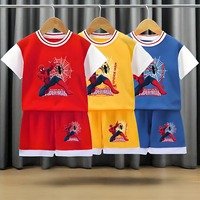 Summer Boys Breathable Quick Drying Basketball Clothes Sets Anime Spiderman Children's T Shirt Shorts 2pcs Suit Kids Outfits New