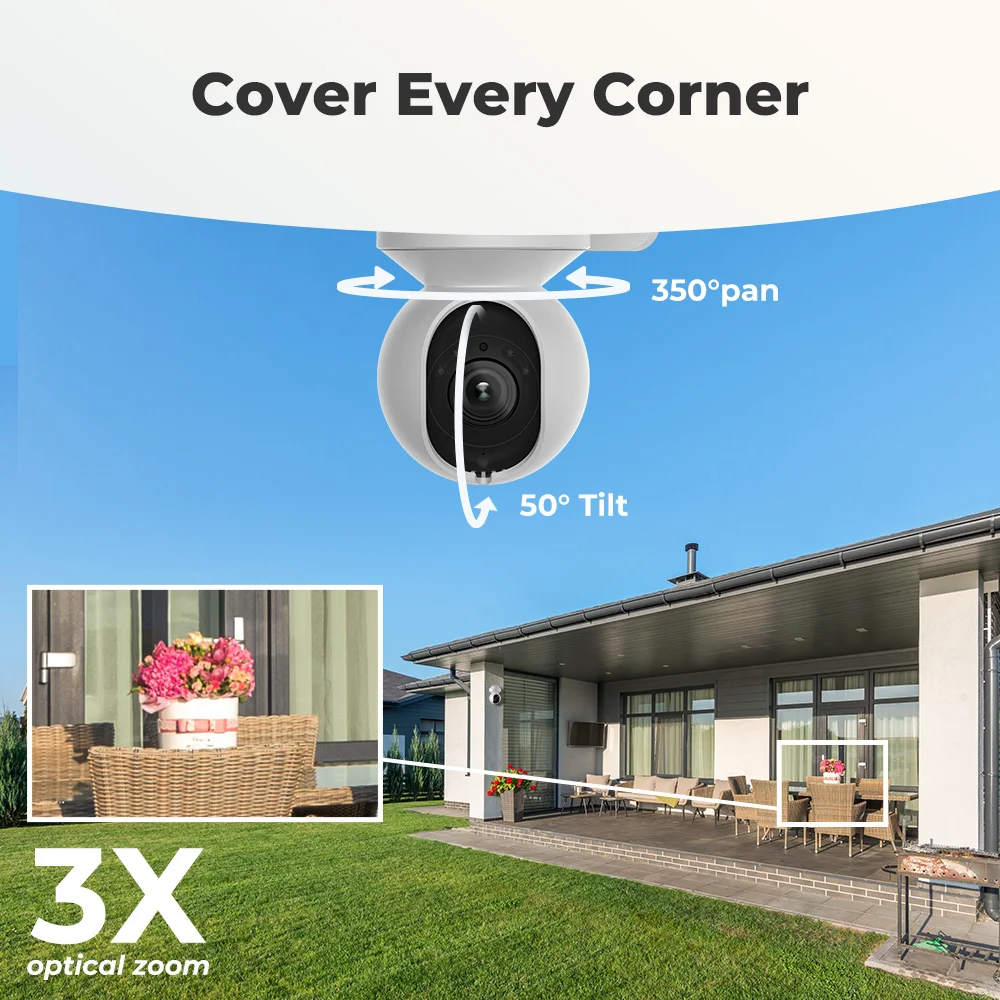 Reolink E Series 5MP WiFi Camera Pan&Tilt 3X Zoom IP Camera Smart AI Detection Auto Tracking Two-Way Audio Surveillance Camera