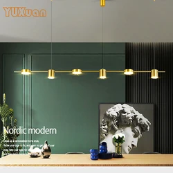 Modern Minimalist Pendant Light LED Strips Hanging Lamp Luxury Chandelier Lighting Fixture for Kitchen Bar Dining Room Table