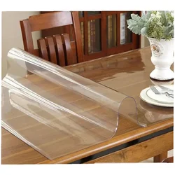 90 cm Width PVC Soft Glass Table Cloth, Transparent Tablecloth Waterproof, Oil-Proof Table Mat, Rectangular Table Cover Pad (561