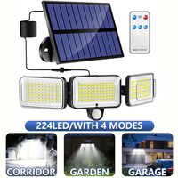 Solar Lights Outdoor 224 LED 3 Modes Motion Sensor Flood Lights with Remote IP65 Waterproof Security Solar Wall Lamp for Garden
