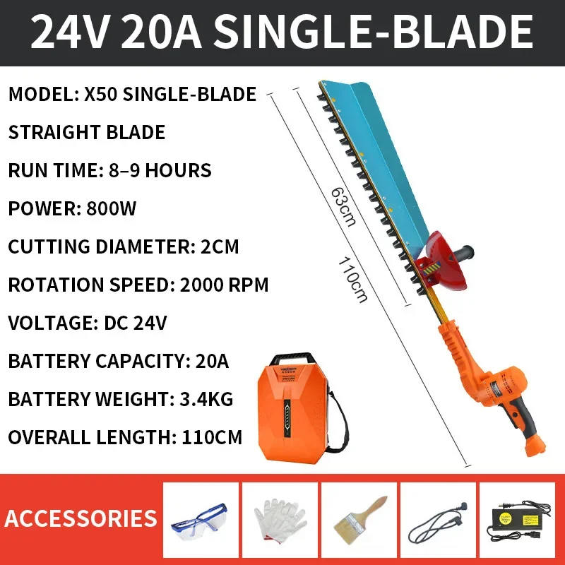 Backpack-Style Lithium-Ion Hedge Trimmer, Tea Tree Ball Trimmer, Landscaping Shrub Pruner, Double-Blade/Single-Blade Hedge Trimm