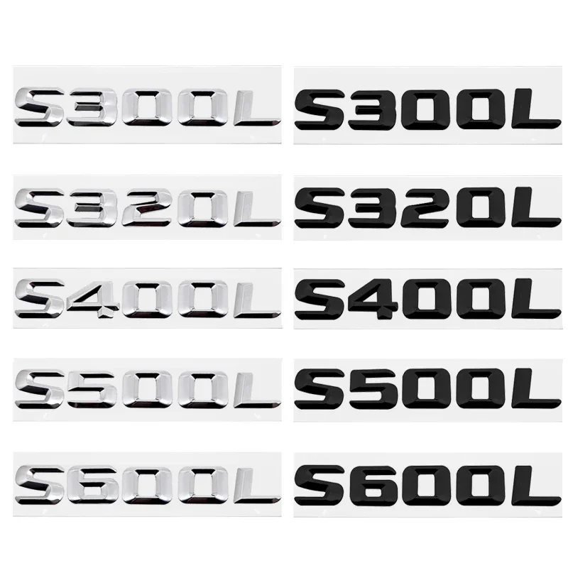 

3D Car Tail Number Letters Sticker Emblem for Mercedes Benz S300L S320L S400L S500L S600L Auto Rear Trunk Badge Decals